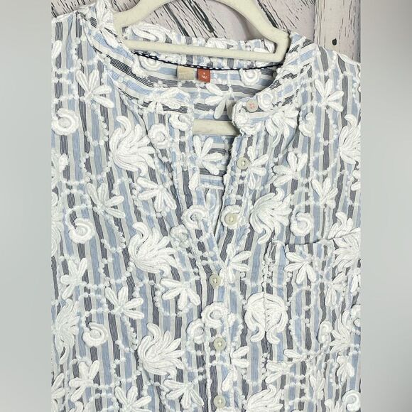 Pilcro x Anthropologie Appliqué Blouse Stripes S - Picture 3 of 9
